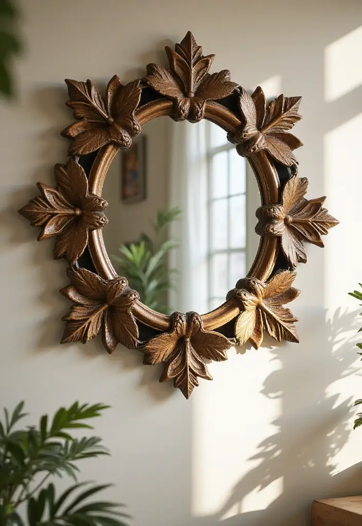 26 Metal Flower Wall Decor Ideas That Bloom Indoors 26 26 Metal Flower Wall Decor Ideas That Bloom Indoors - 10. Metal Flower Mirror Frame