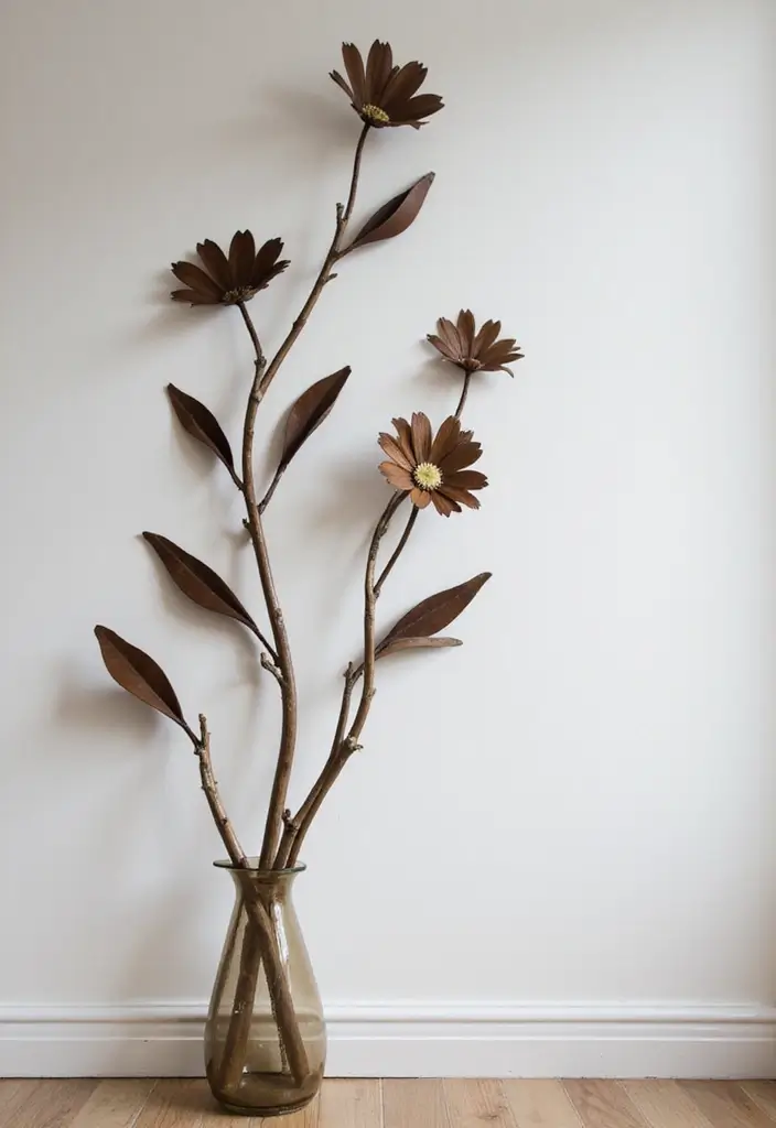 26 Metal Flower Wall Decor Ideas That Bloom Indoors 27 26 Metal Flower Wall Decor Ideas That Bloom Indoors - 11. Minimalist Metal Flower Silhouettes