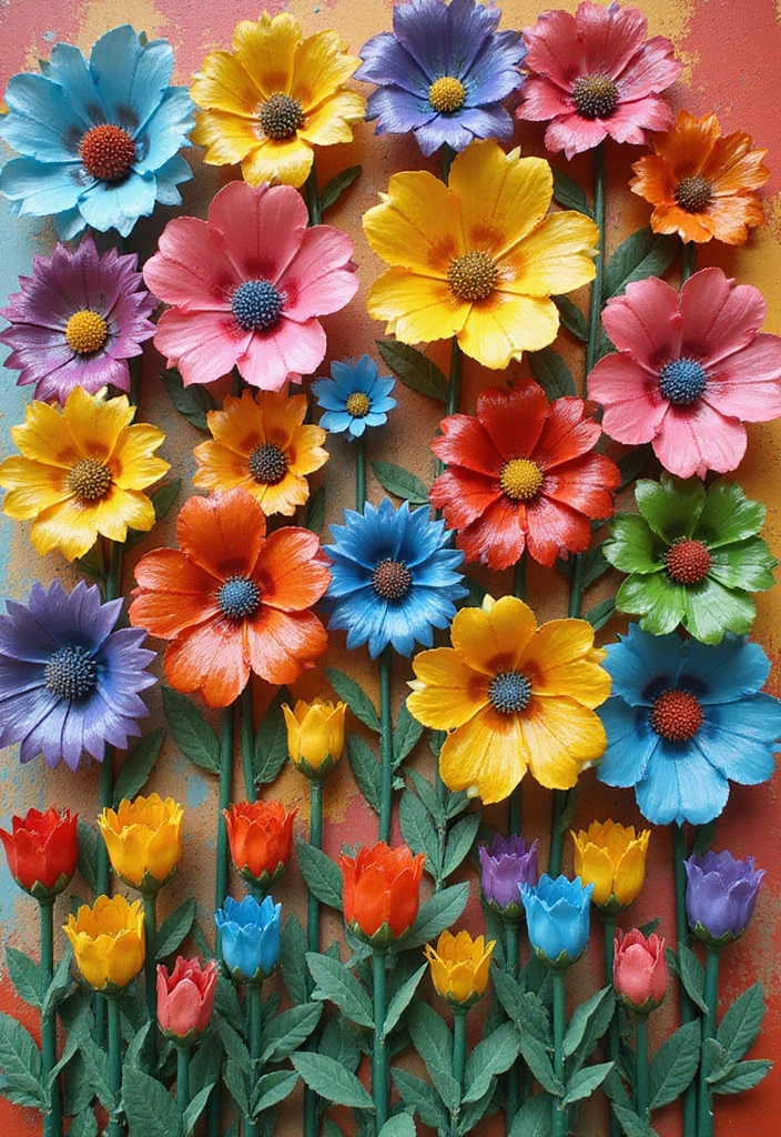 26 Metal Flower Wall Decor Ideas That Bloom Indoors 28 26 Metal Flower Wall Decor Ideas That Bloom Indoors - 12. Color-blocked Metal Flowers