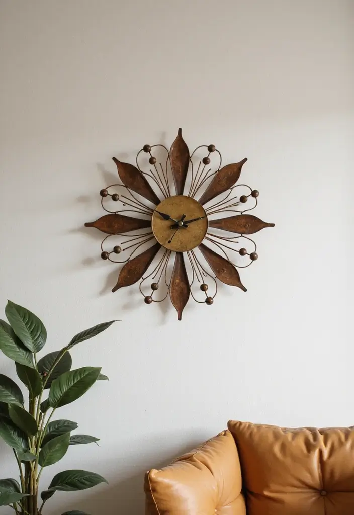 26 Metal Flower Wall Decor Ideas That Bloom Indoors 31 26 Metal Flower Wall Decor Ideas That Bloom Indoors - 15. Statement Metal Flower Wall Clock