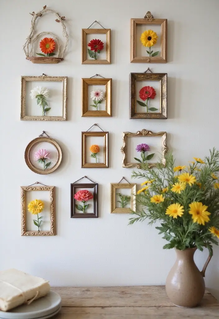 26 Metal Flower Wall Decor Ideas That Bloom Indoors 41 26 Metal Flower Wall Decor Ideas That Bloom Indoors - 19. Mini Metal Flower Frames