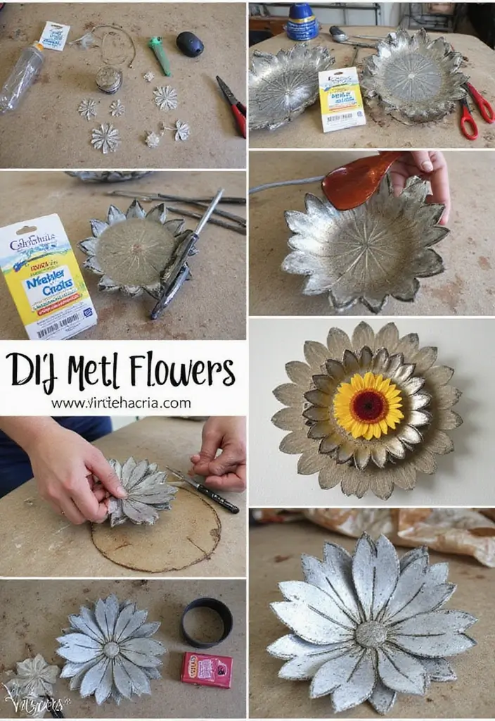 26 Metal Flower Wall Decor Ideas That Bloom Indoors 23 26 Metal Flower Wall Decor Ideas That Bloom Indoors - 9. DIY Metal Flower Art