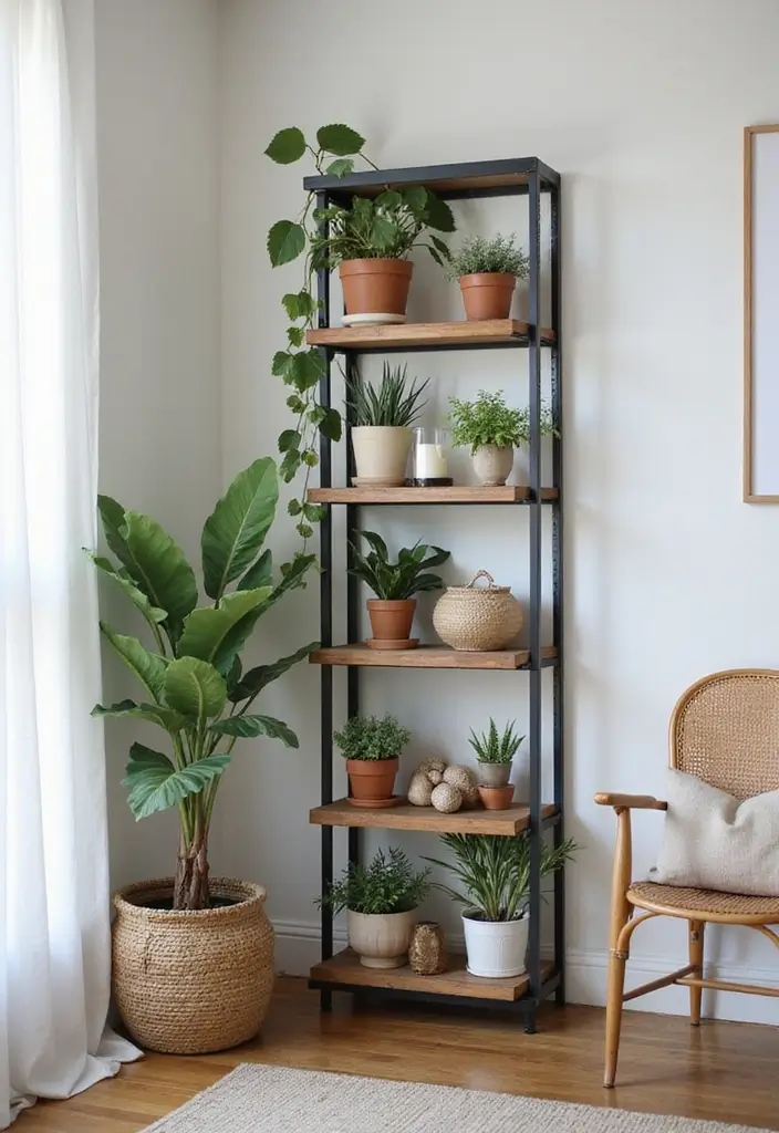 26 Metal Wall Shelf Decor Ideas For Minimalist Homes - 10. Vertical Metal Shelves