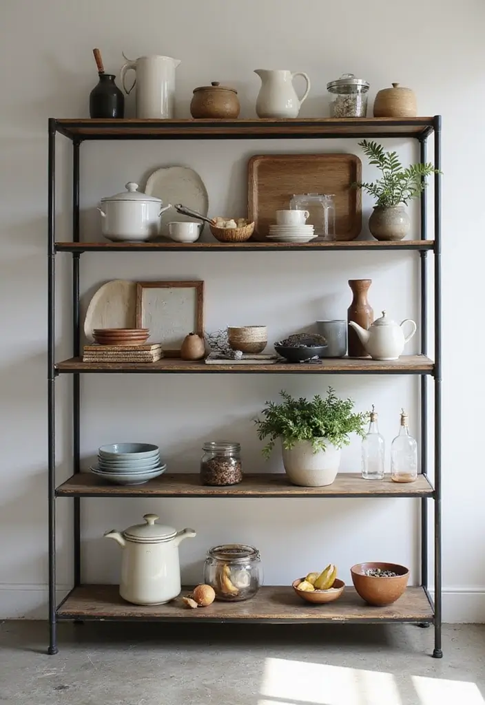 26 Metal Wall Shelf Decor Ideas For Minimalist Homes - 15. Multi-tiered Metal Shelves