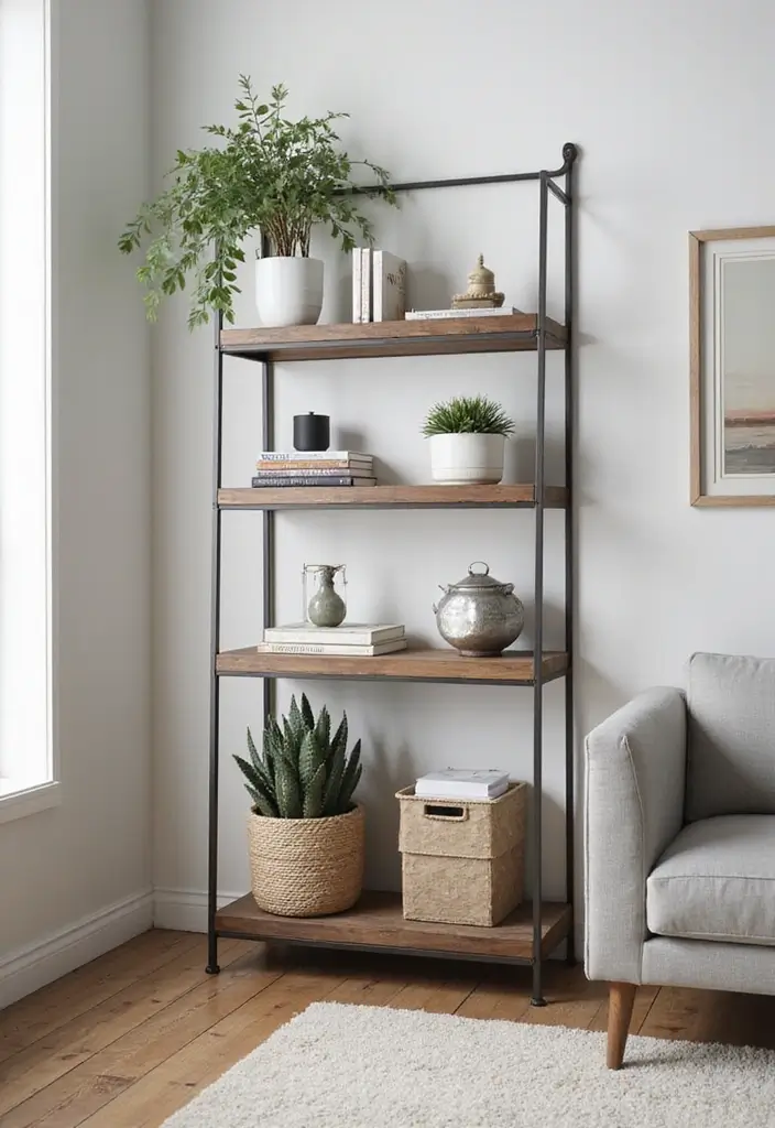 26 Metal Wall Shelf Decor Ideas For Minimalist Homes - 18. Multi-functional Metal Shelves