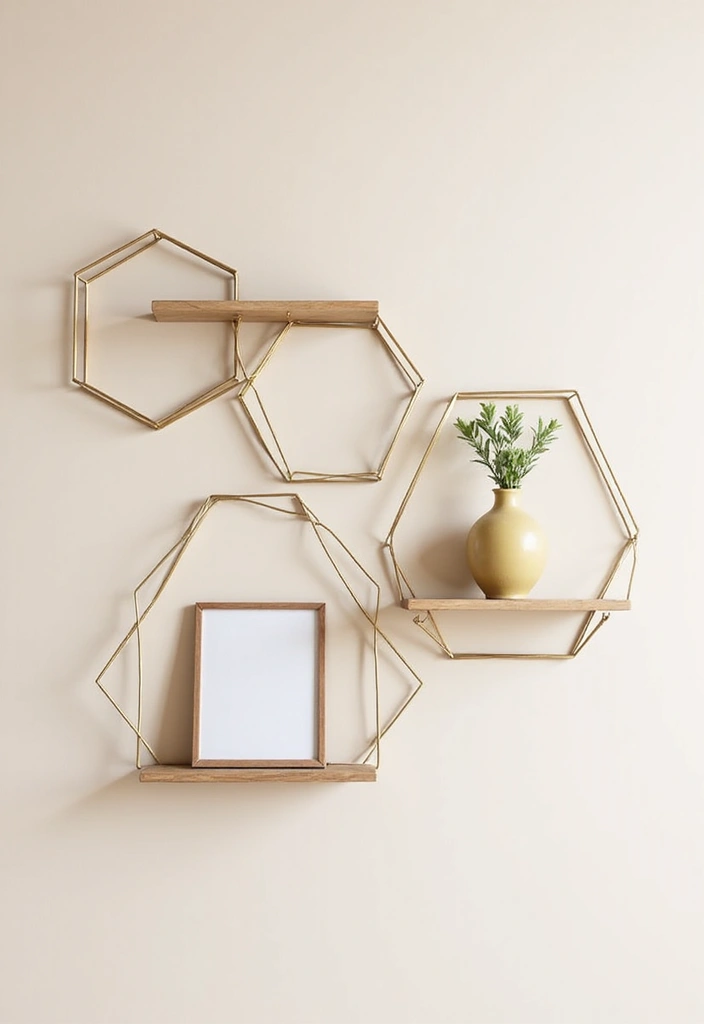 26 Metal Wall Shelf Decor Ideas For Minimalist Homes - 2. Geometric Metal Wall Shelves