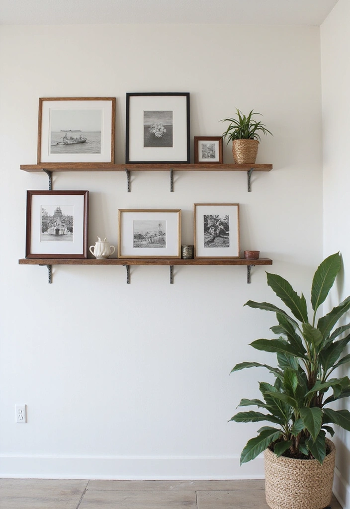 26 Metal Wall Shelf Decor Ideas For Minimalist Homes - 24. Art Display Metal Shelves