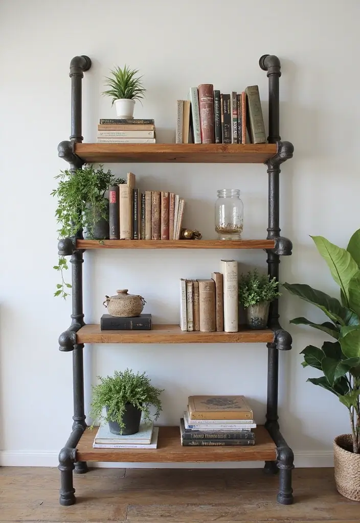 26 Metal Wall Shelf Decor Ideas For Minimalist Homes - 3. Industrial Pipe Shelving Units