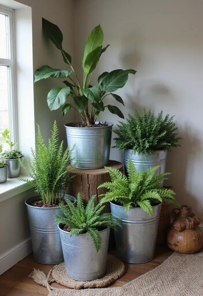 26 Rustic Metal Home Decor Inspirations For Warm Interiors - 11. Metal Planters