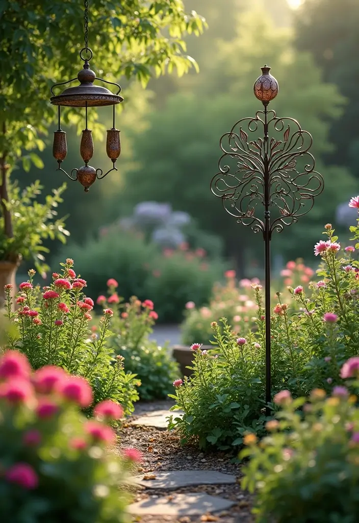 26 Rustic Metal Home Decor Inspirations For Warm Interiors - 15. Metal Garden Decor