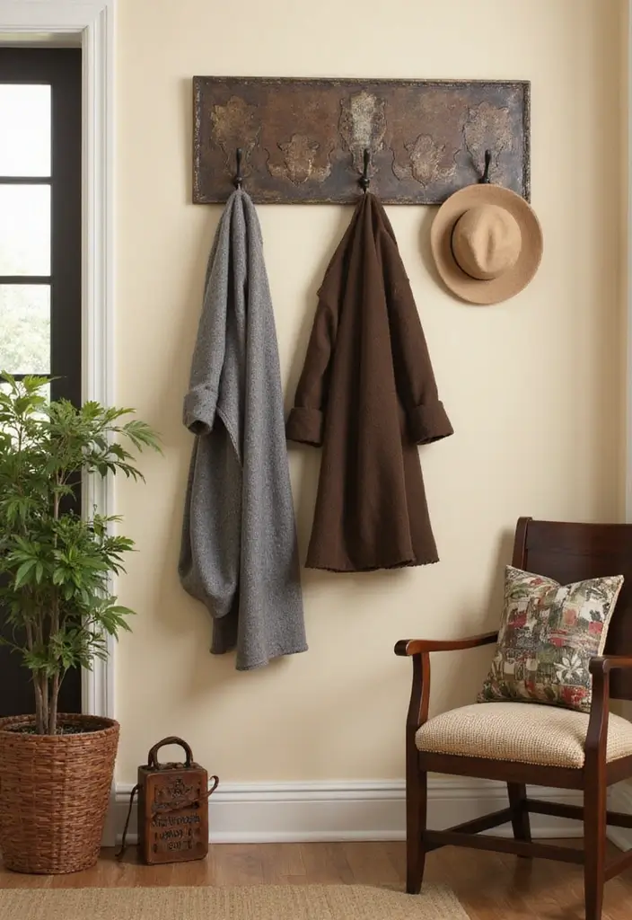26 Rustic Metal Home Decor Inspirations For Warm Interiors - 9. Rustic Metal Wall Hooks