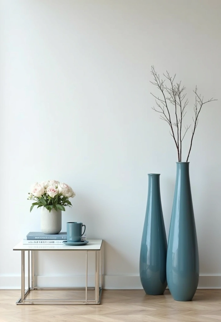 27 Blue Metal Vase Decor Ideas That Stand Out - 2. Modern Minimalist Touch