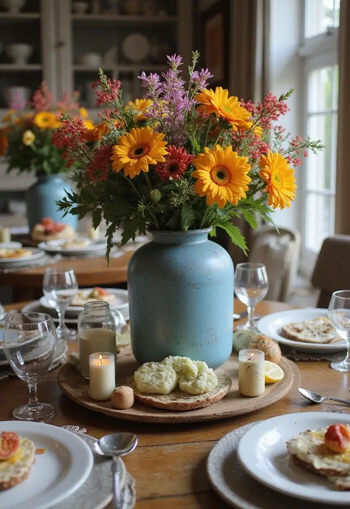 27 Blue Metal Vase Decor Ideas That Stand Out - 7. Centerpiece Wonders