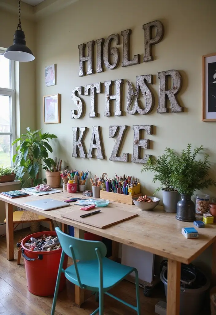 27 Creative Home Decor Ideas With Metal Letters 17. Highlight Your Hobby Space 20251013 163355