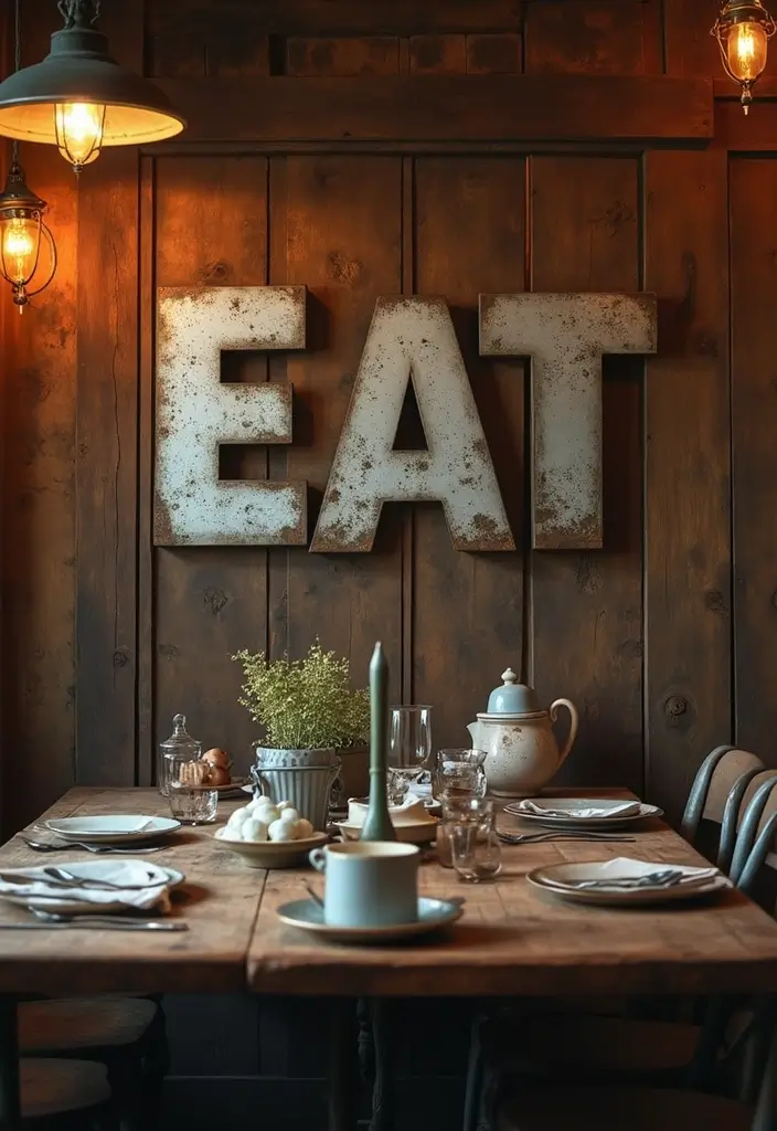27 Creative Home Decor Ideas With Metal Letters 2. Create a Rustic Dining Area 20251013 163304