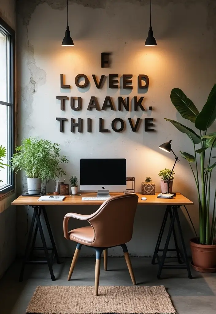 27 Creative Home Decor Ideas With Metal Letters 6. Industrial Chic Office Space 20251013 163318