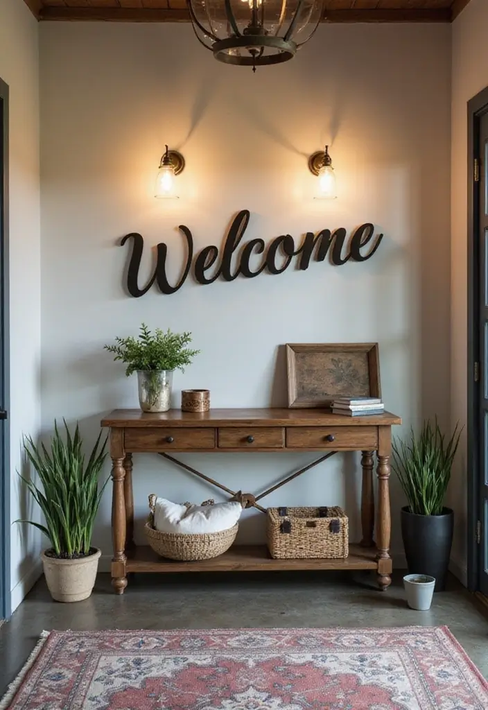 27 Creative Home Decor Ideas With Metal Letters 9. Charming Entryway Decor 20251013 163328