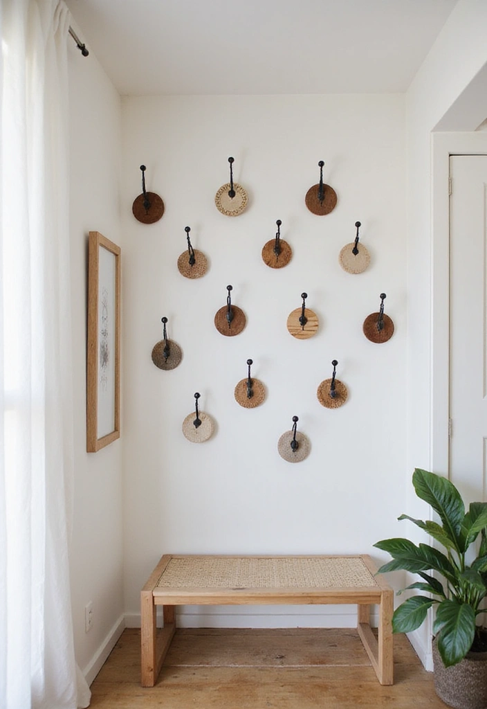 27 Industrial Wood And Metal Decor Ideas For Chic Spaces - 21. Artistic Wall Hooks