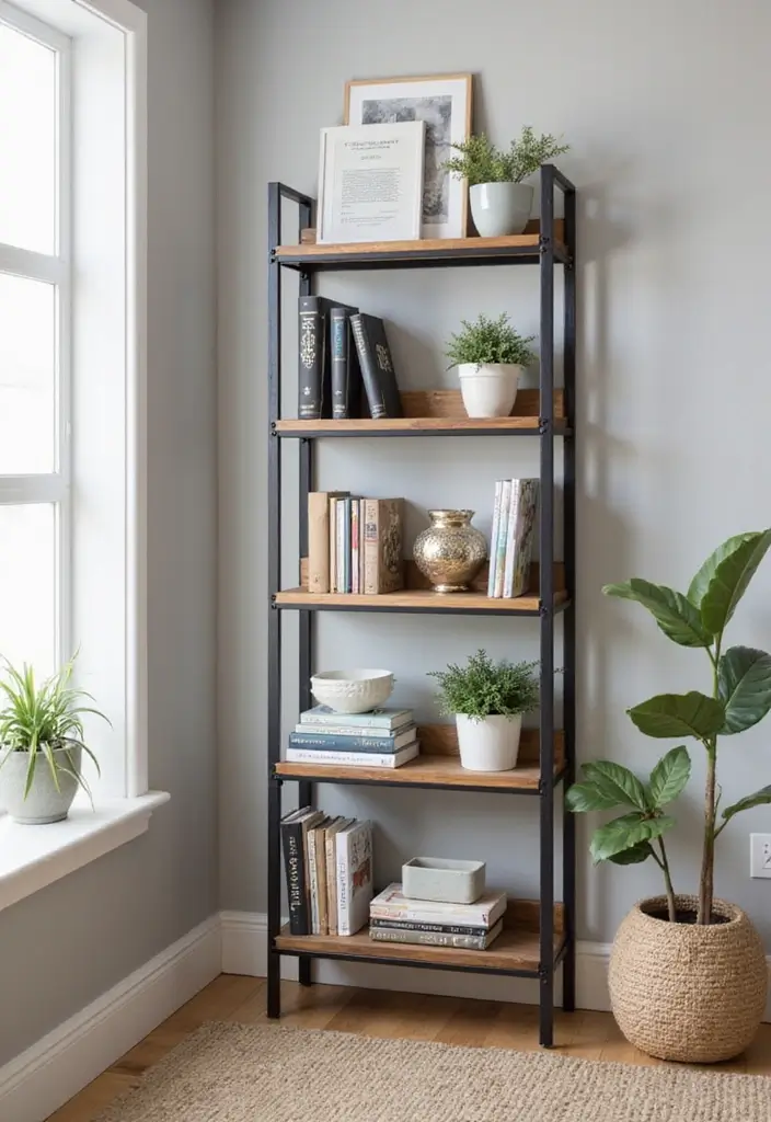 27 Industrial Wood And Metal Decor Ideas For Chic Spaces - 22. Ladder Shelves
