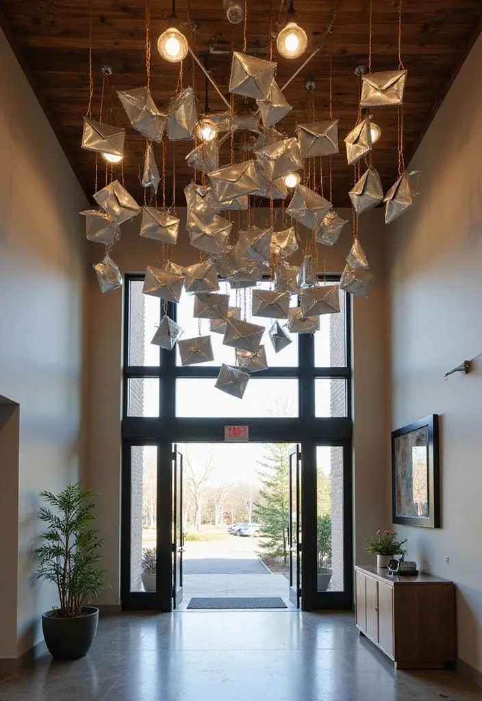 27 Metal Envelope Wall Decor Ideas For Entryways 67 27 Metal Envelope Wall Decor Ideas For Entryways - 23. Hanging Installations