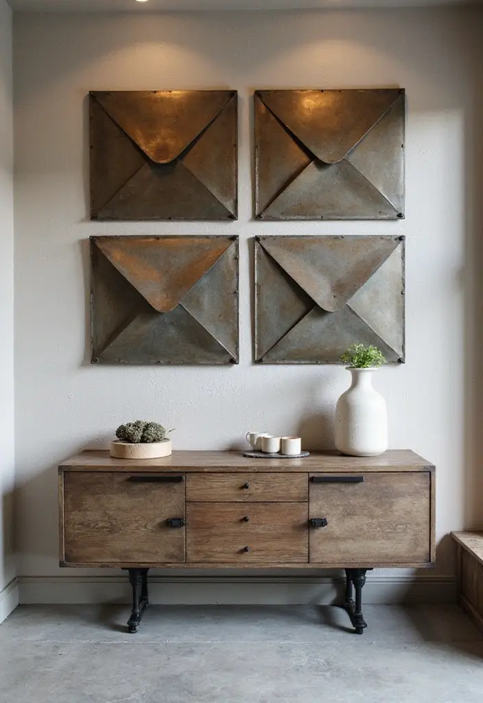 27 Metal Envelope Wall Decor Ideas For Entryways 3 27 Metal Envelope Wall Decor Ideas For Entryways - 3. Rustic Industrial Blend