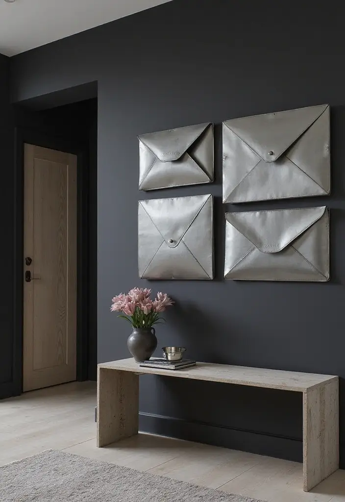 27 Metal Envelope Wall Decor Ideas For Entryways 12 27 Metal Envelope Wall Decor Ideas For Entryways - 6. Monochromatic Magic
