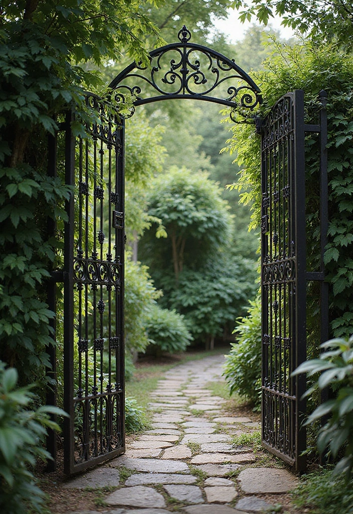 27 Metal Gate Decor Ideas For Outdoor Spaces - 1. Wrought Iron Elegance
