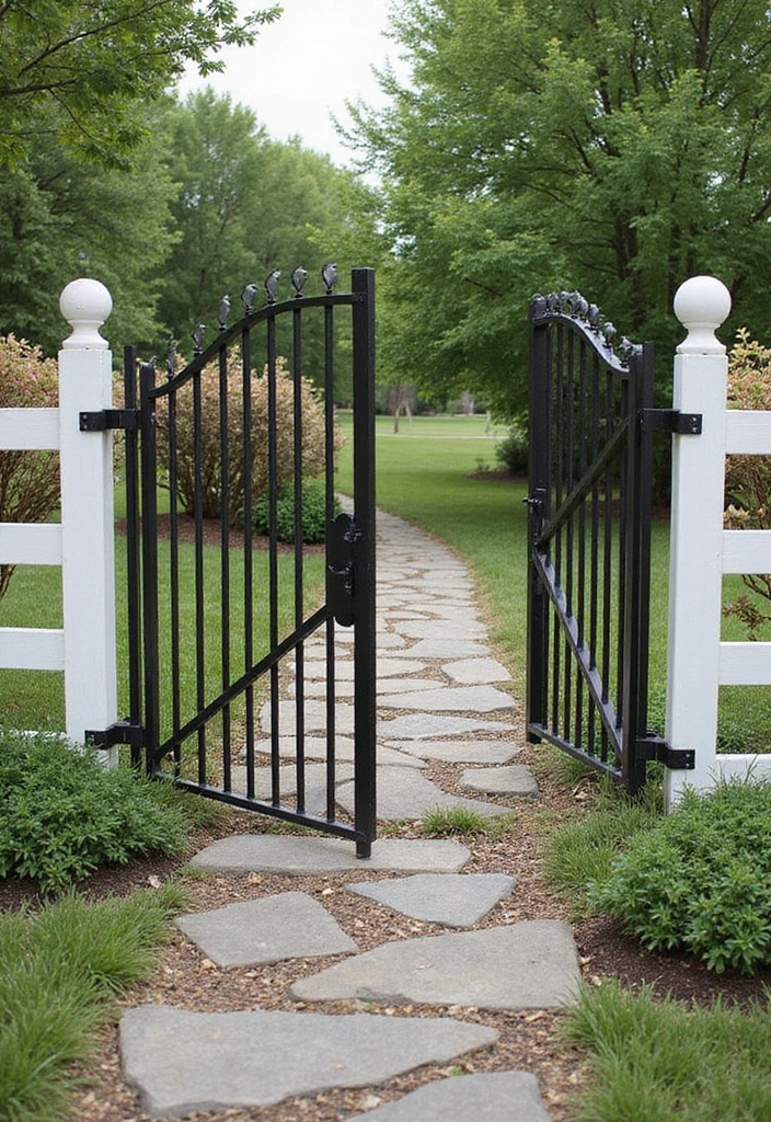 27 Metal Gate Decor Ideas For Outdoor Spaces - 10. Gate with Farmhouse Style