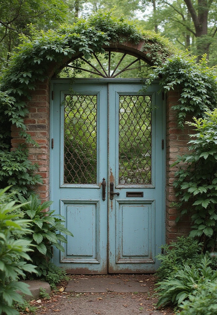 27 Metal Gate Decor Ideas For Outdoor Spaces - 14. Vintage Chain Link Style