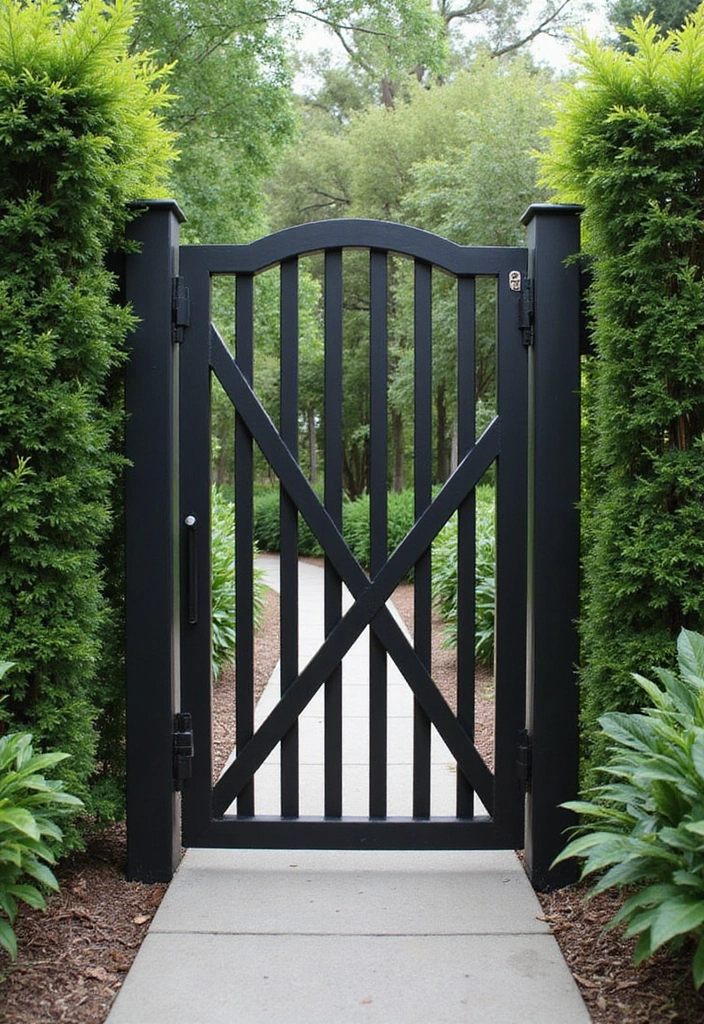 27 Metal Gate Decor Ideas For Outdoor Spaces - 15. Geometric Metal Gate Design