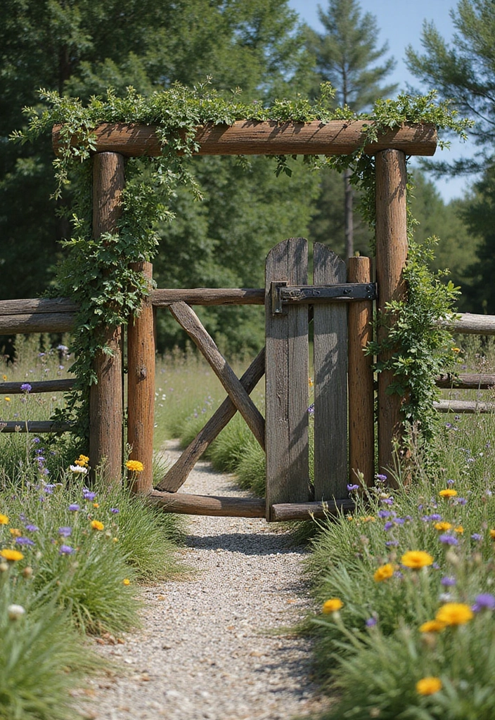 27 Metal Gate Decor Ideas For Outdoor Spaces - 2. Rustic Wooden & Metal Fusion