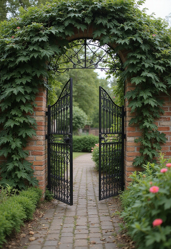 27 Metal Gate Decor Ideas For Outdoor Spaces - 25. Lattice Metal Gates for a Rustic Look