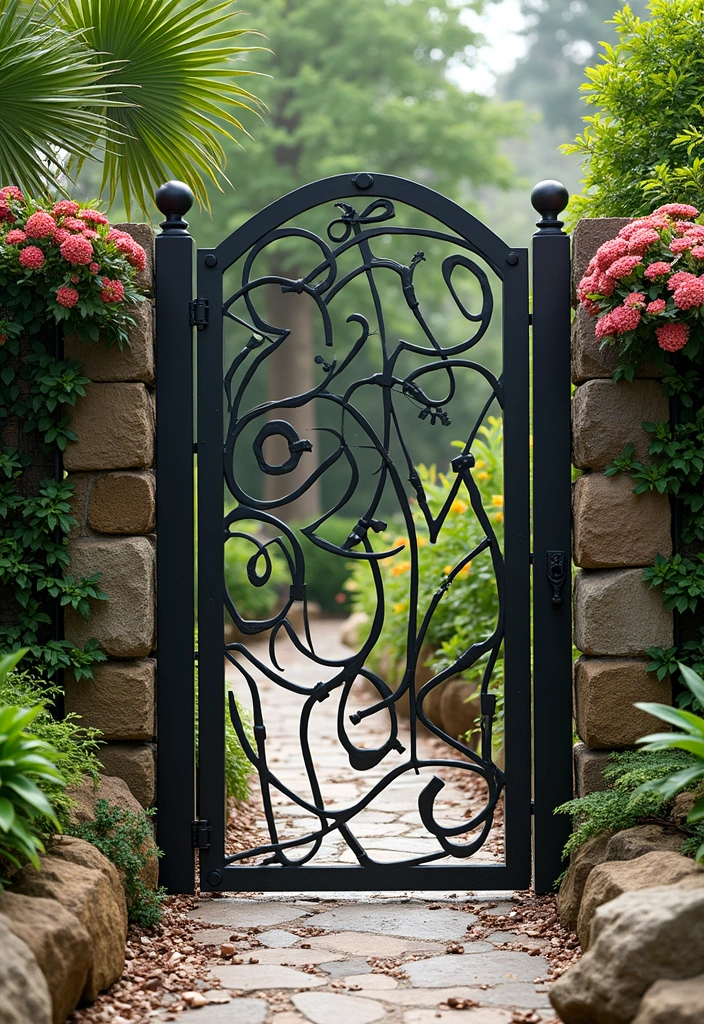 27 Metal Gate Decor Ideas For Outdoor Spaces - 3. Artistic Metal Sculptures