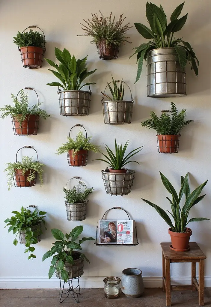 27 Modern Metal Basket Decor Ideas For Stylish Storage - 11. Unique Wall Art Display