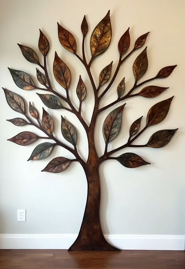 27 Rustic Metal Tree Decor Ideas That Inspire 1. Upcycled Metal Tree Wall Art 20251013 163301