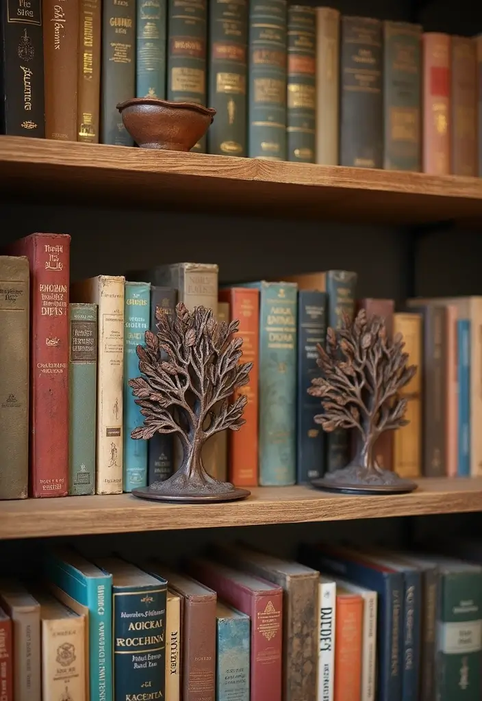 27 Rustic Metal Tree Decor Ideas That Inspire 4. Metal Tree Bookends 20251013 163311