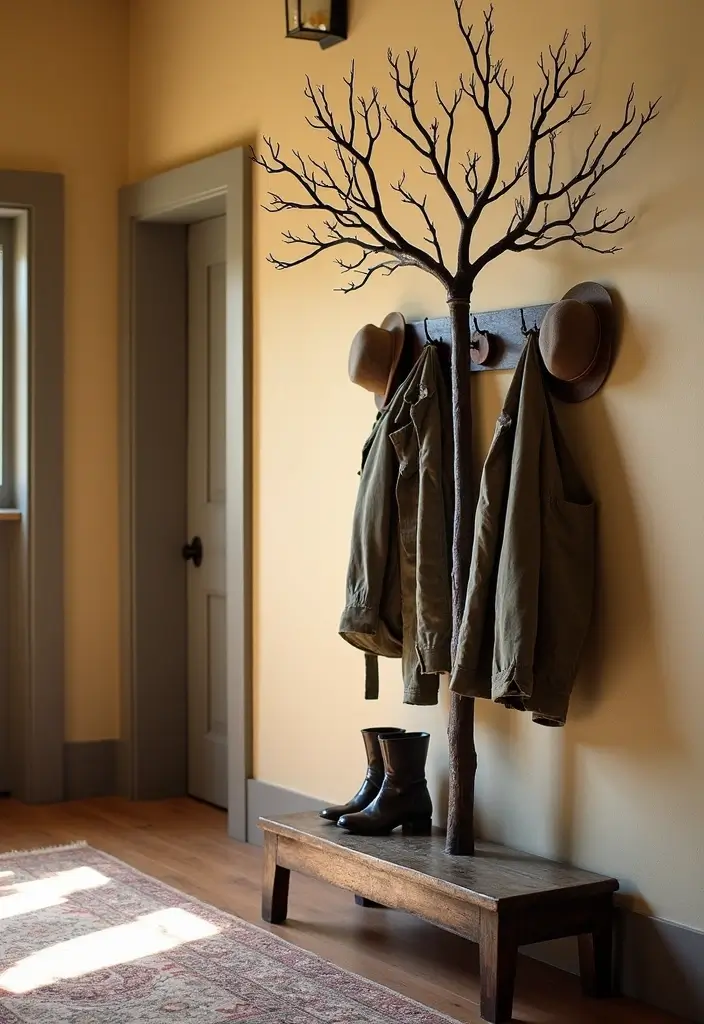 27 Rustic Metal Tree Decor Ideas That Inspire 5. Metal Tree Coat Rack 20251013 163314