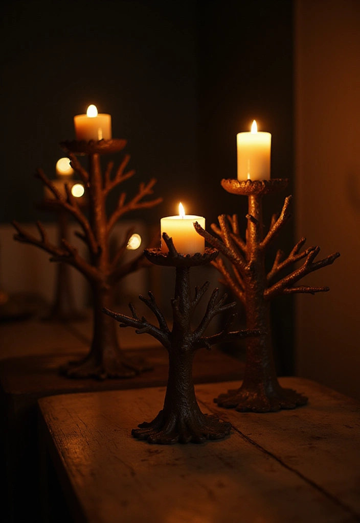 27 Rustic Metal Tree Decor Ideas That Inspire 6. Rustic Metal Tree Candle Holders 20251013 163318