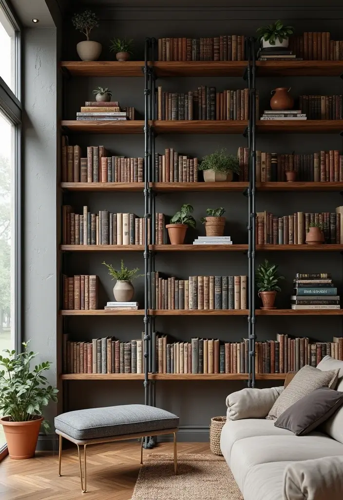 28 Creative Metal Pipe Decor Ideas For DIY Enthusiasts - 1. Pipe Bookshelf