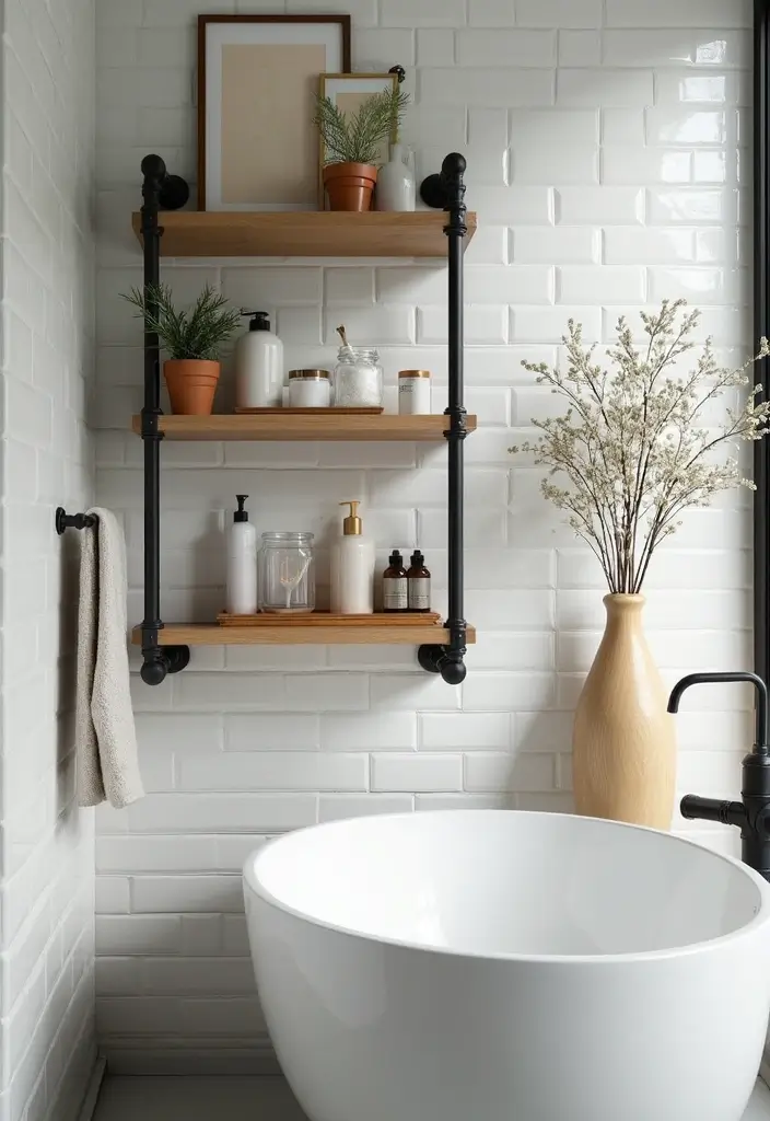 28 Creative Metal Pipe Decor Ideas For DIY Enthusiasts - 13. Pipe Bathroom Shelf