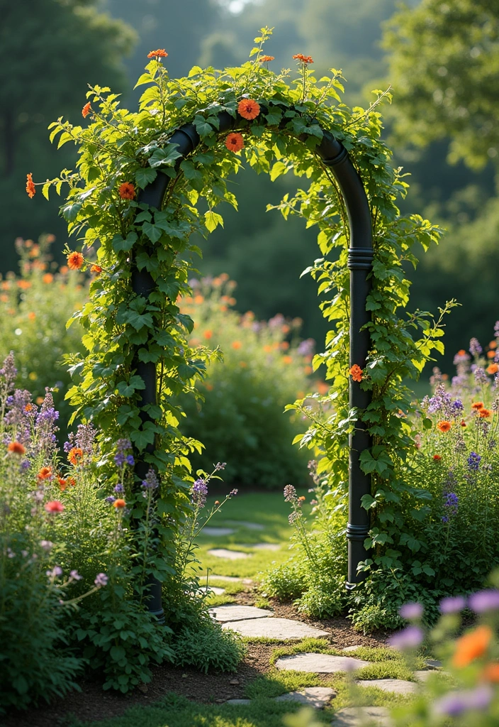 28 Creative Metal Pipe Decor Ideas For DIY Enthusiasts - 14. Pipe Garden Trellis