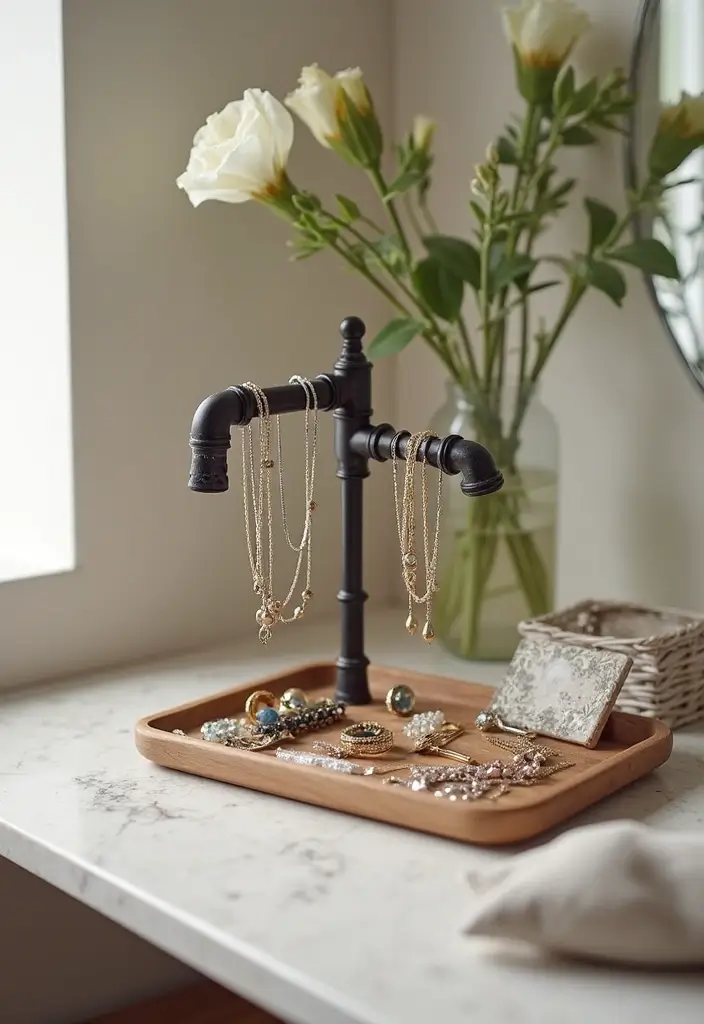 28 Creative Metal Pipe Decor Ideas For DIY Enthusiasts - 15. Pipe Jewelry Organizer