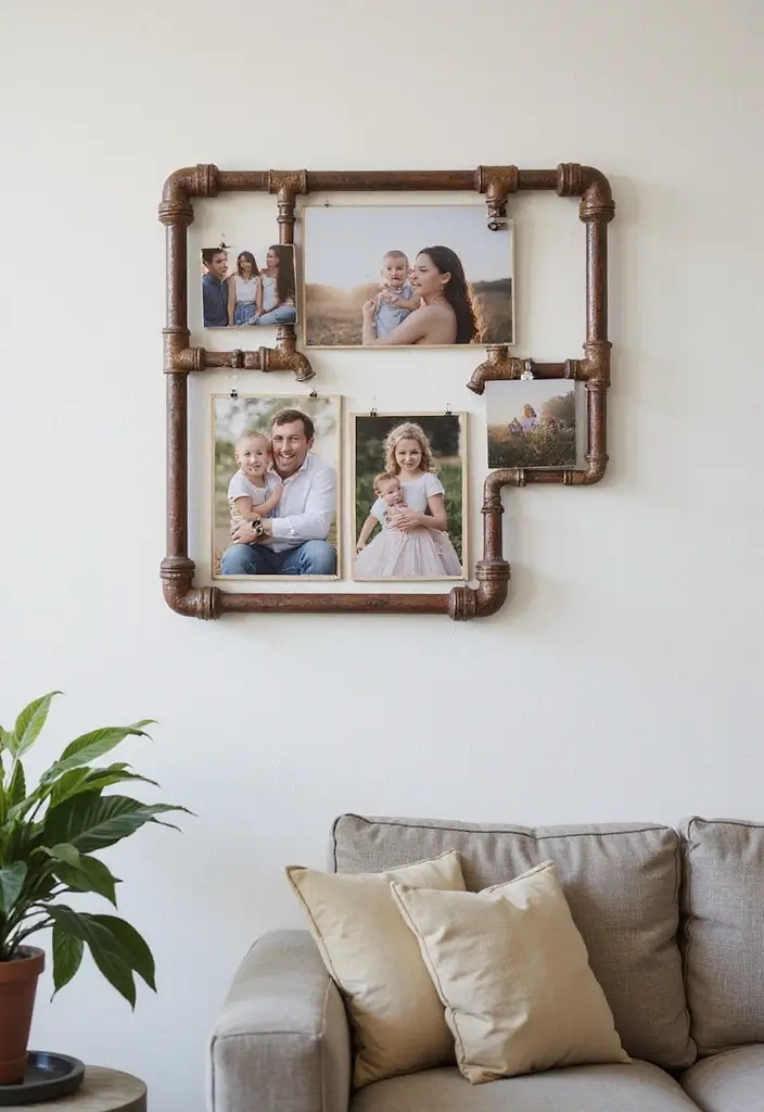28 Creative Metal Pipe Decor Ideas For DIY Enthusiasts - 23. Pipe Picture Frame
