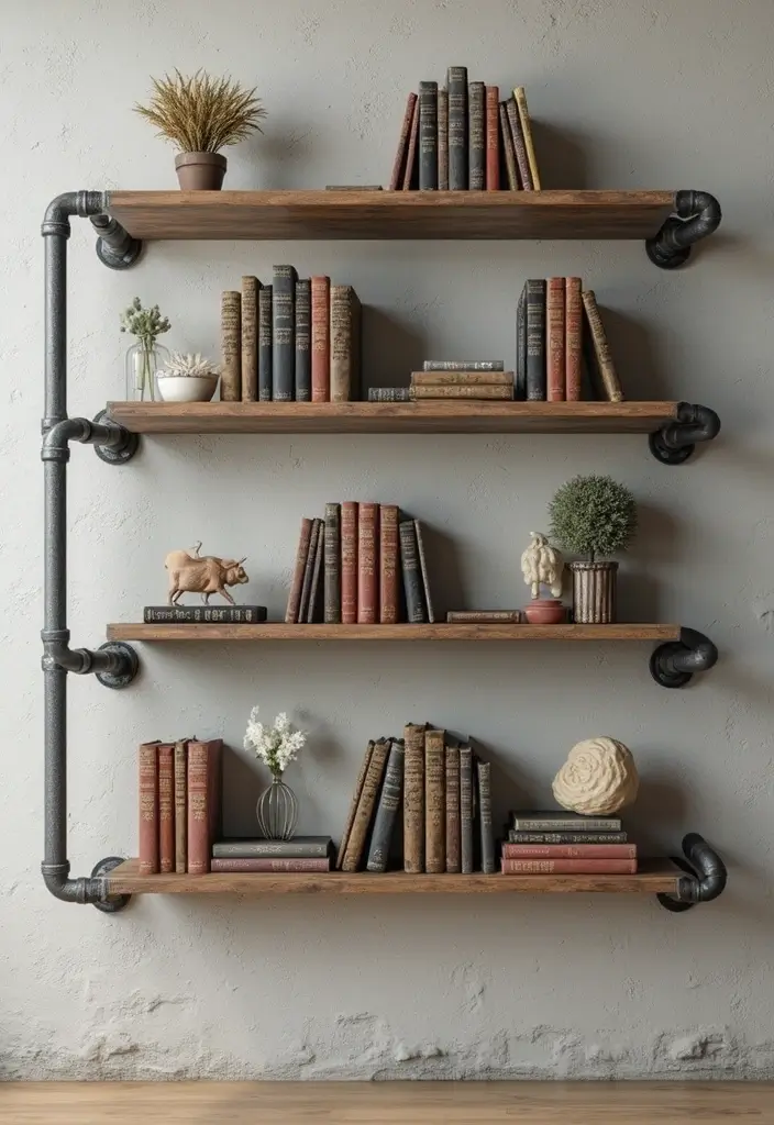 28 Creative Metal Pipe Decor Ideas For DIY Enthusiasts - 5. Pipe Wall Shelves