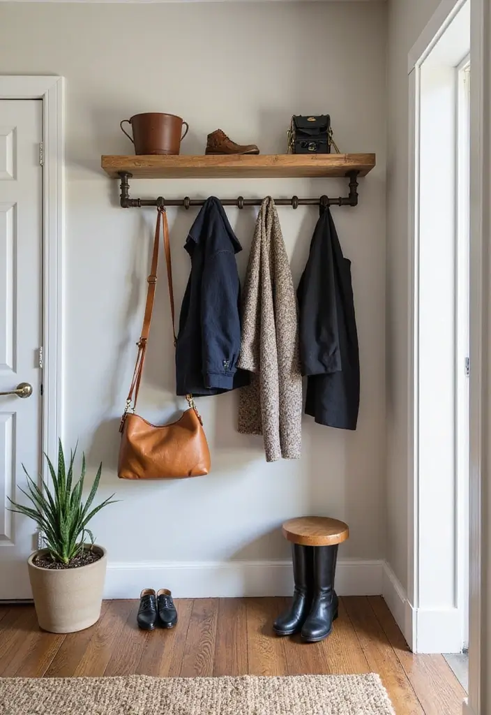 28 Creative Metal Pipe Decor Ideas For DIY Enthusiasts - 9. Pipe Coat Rack