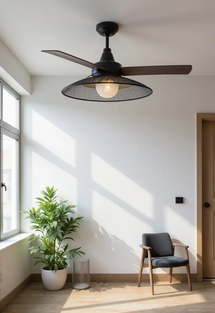 28 Home Decor Ideas With Metal Mesh For Industrial Style - 12. Metal Mesh Ceiling Fans