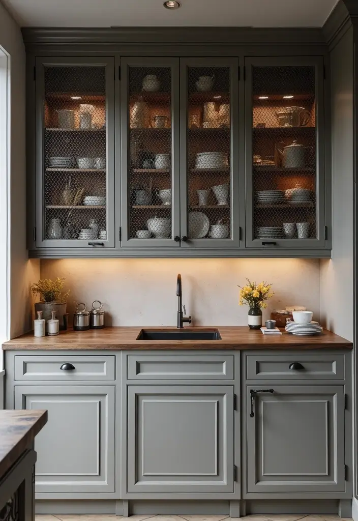 28 Home Decor Ideas With Metal Mesh For Industrial Style - 13. Metal Mesh Cabinet Doors