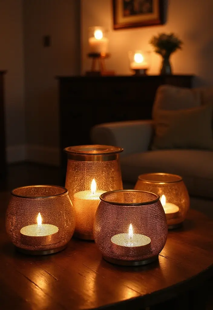 28 Home Decor Ideas With Metal Mesh For Industrial Style - 27. Metal Mesh Candle Holders