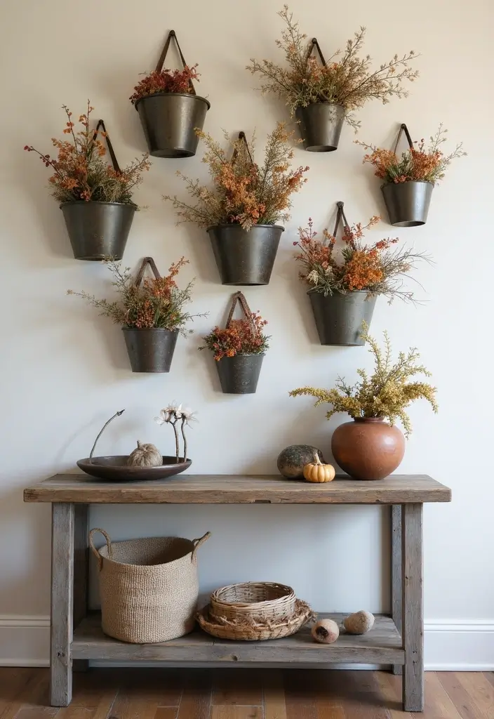 28 Metal Basket Decor Ideas In Farmhouse Style 1. Wall Mounted Metal Baskets