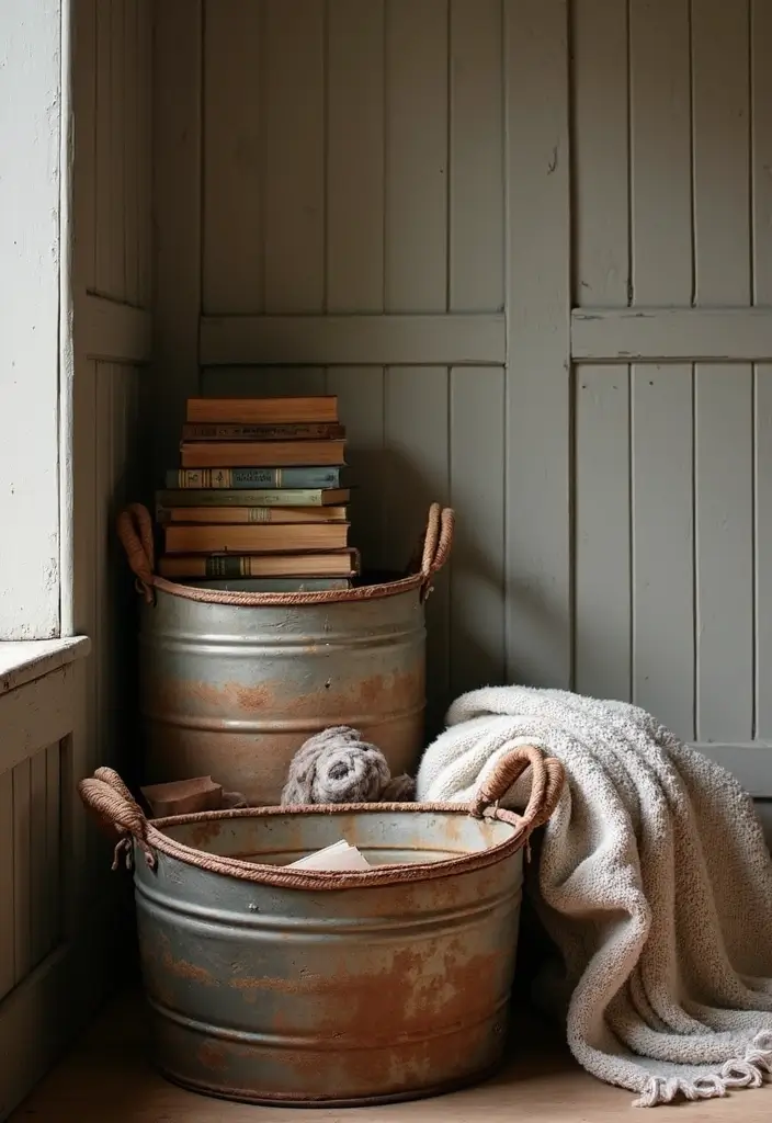28 Metal Basket Decor Ideas In Farmhouse Style 10. Decorative Book Storage